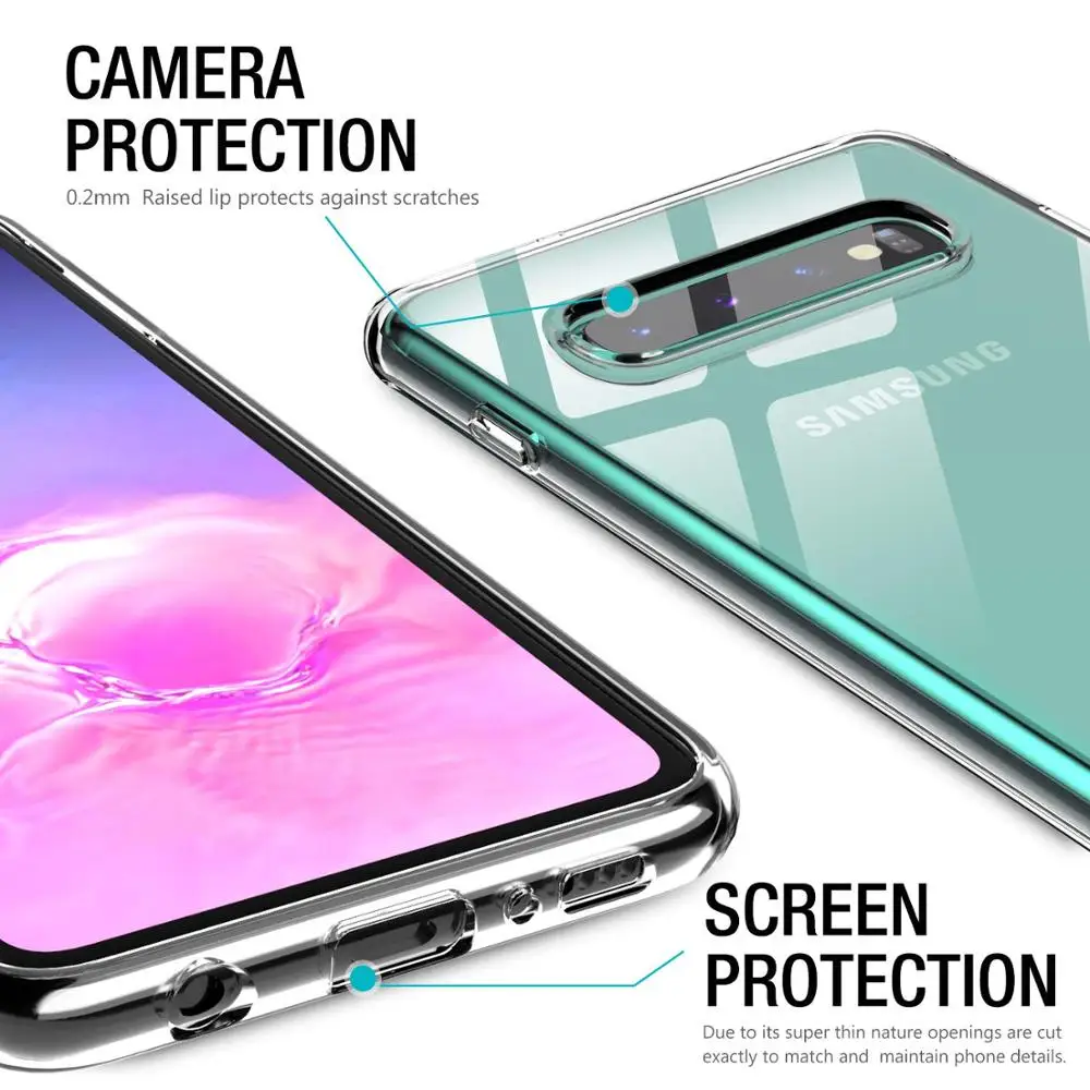 Прозрачный чехол для samsung S10 Plus, тонкий ТПУ чехол для Galaxy S10 S9 S8 Plus Note 8 Note 9 Note10 Note10