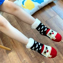 Детские милые короткие носки зимние толстые теплые носки с плюшевой подкладкой Вязаные Короткие носки с рождественским принтом детские носки для мальчиков и девочек
