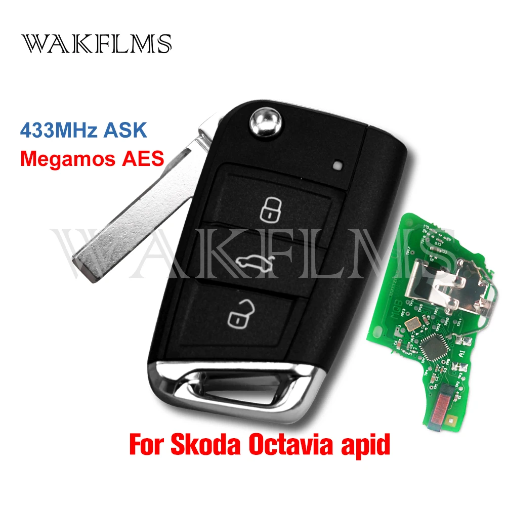 MQB 3 кнопки дистанционный ключ брелок от машины для Skoda Octavia III Seat Leon 2012 2013 2014 2015 433