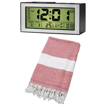 

Digital Alarm Clock for Bedrooms,Simple Operation with100X180cm Turkish Hammam Towel
