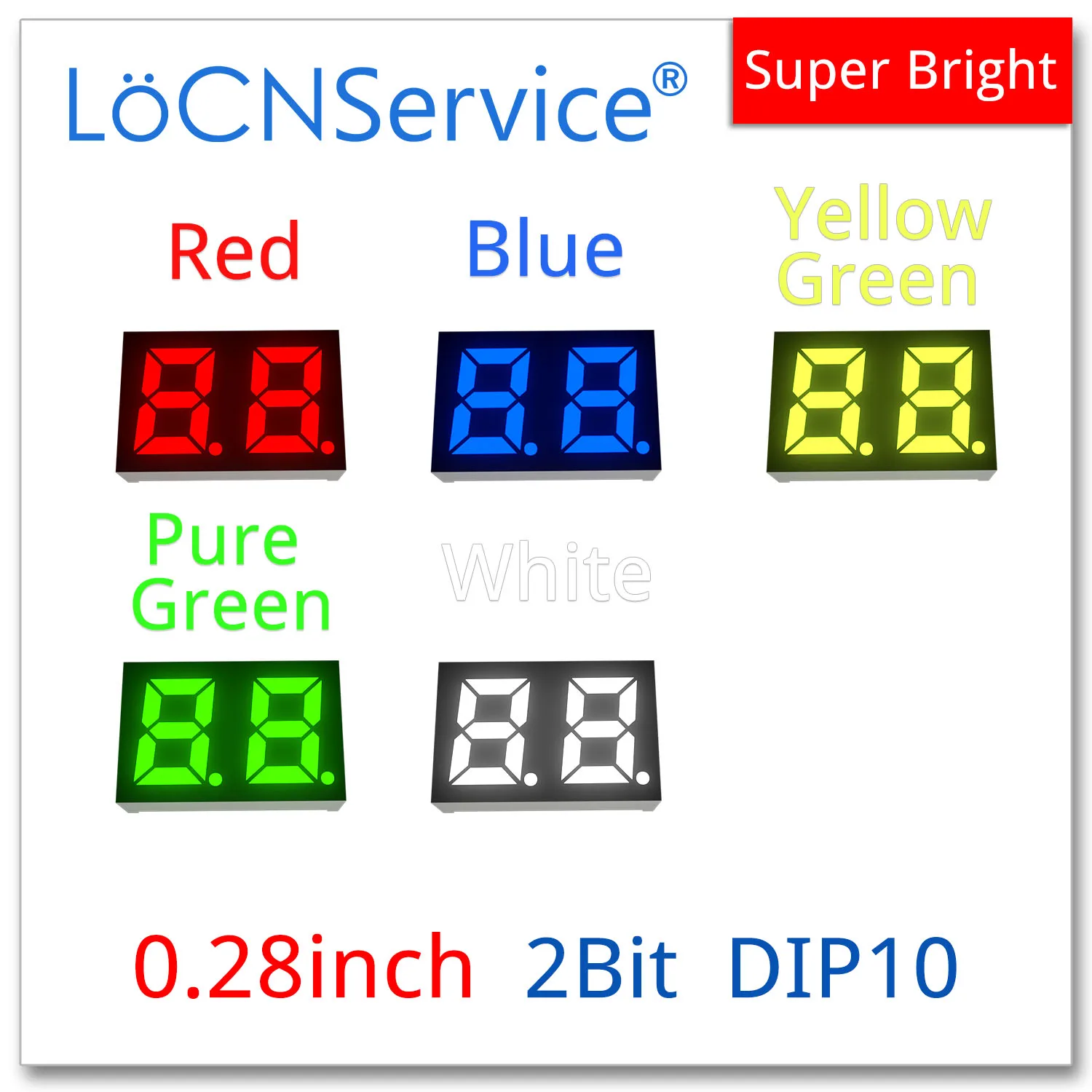 LoCNService 30 шт. 0 28 дюймовый цифровой трубчатый светодиодный дисплей 2 бит красный