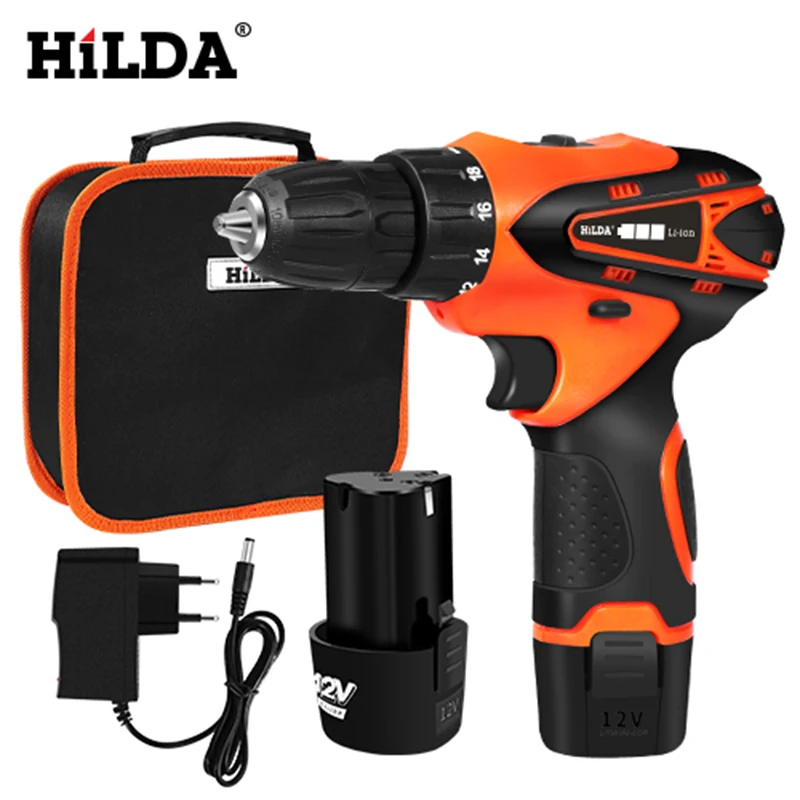 

HILDA 12V Electric Screwdriver Electric Drill Cordless Screwdriver Lithium Battery Mini Drill Power Tools Cordless Drill