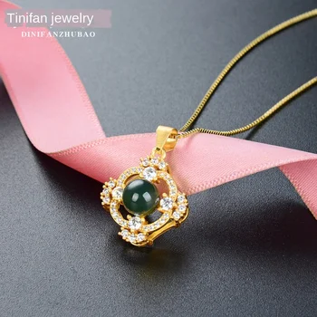 

Simple Ancient Gold Inlaid Gemstone Clavicle Chain Pendant S925 Sterling Silver New Necklace Jewelry