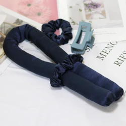 Silk Heatless Curlers Set with Headband and Hair Clip (Navy sets)