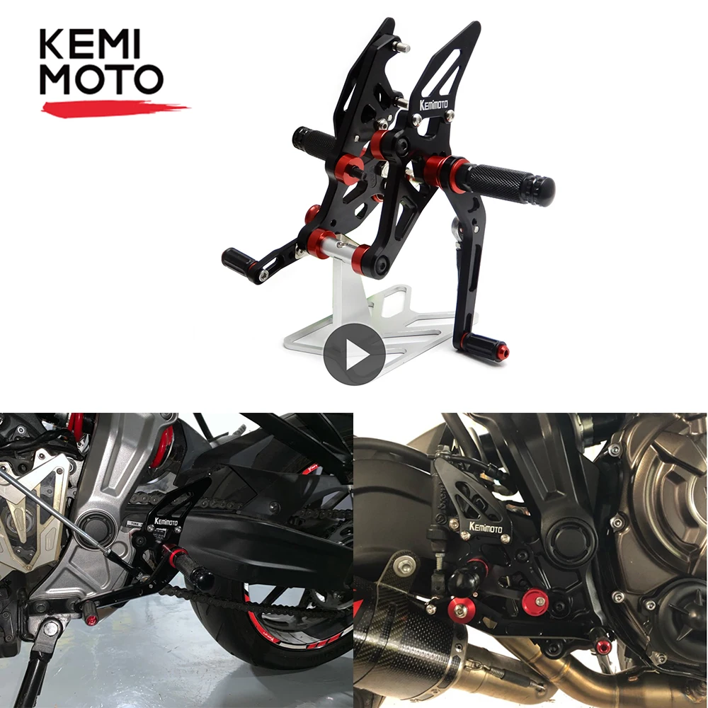 KEMiMOTO для Yamaha MT 07 FZ07 MT07 ЧПУ регулируемый задний комплект Rearsets Подножка YAMAHA MT-07 FZ-07 FZ