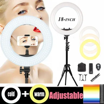 

Pixco RL-485 18 inch LED Ring Light Photography 60W with Tripods Stand Remote Dimming Video Live YouTube TikTok Makeup Selfie