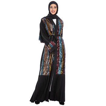 

Sequin Muslim Hijab Dress Kaftan Abaya Kimono Dubai Qatar Islamic Clothing For Women Robe Musulman Grote Maten Dames Kleding