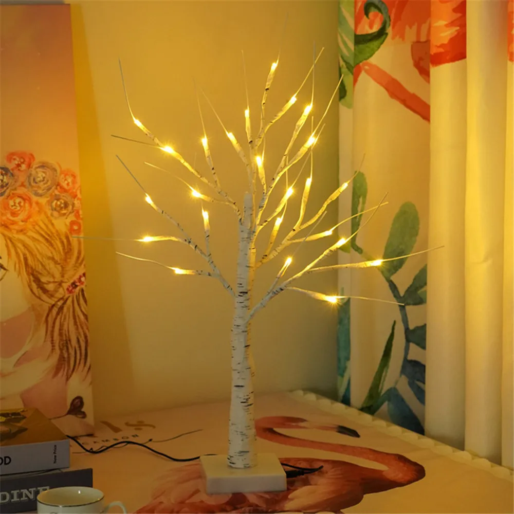 Теплый белый дерево светильник Настольная лампа украшения светодиодный ночной