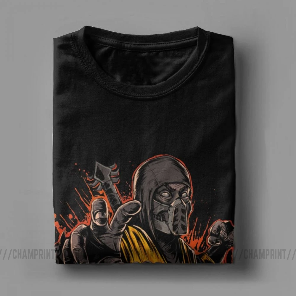 Скорпион получить здесь Mortal Kombat 11 футболки принт популярные файтинги футболка мужские юморные хлопковые футболки классические топы