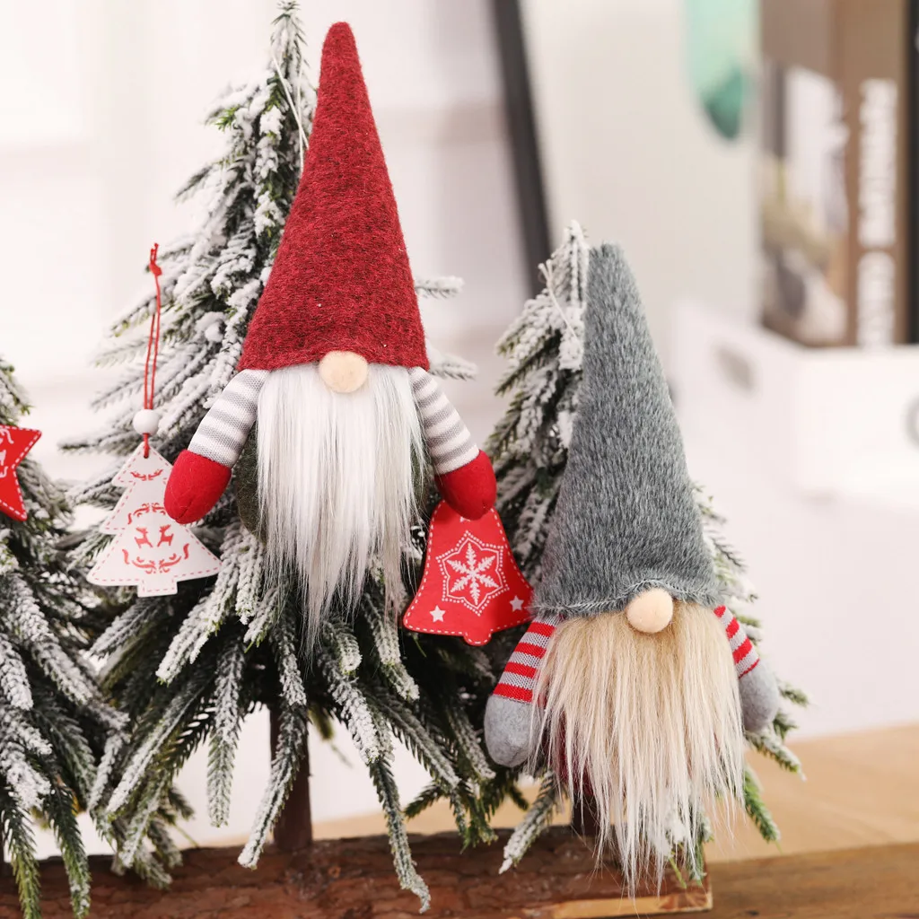 

Hot! Christmas Decoration Santa Product Striped Long Hat Elf Toy Hanging Leg Faceless Gnome Santa Doll Christmas Tree Decoration