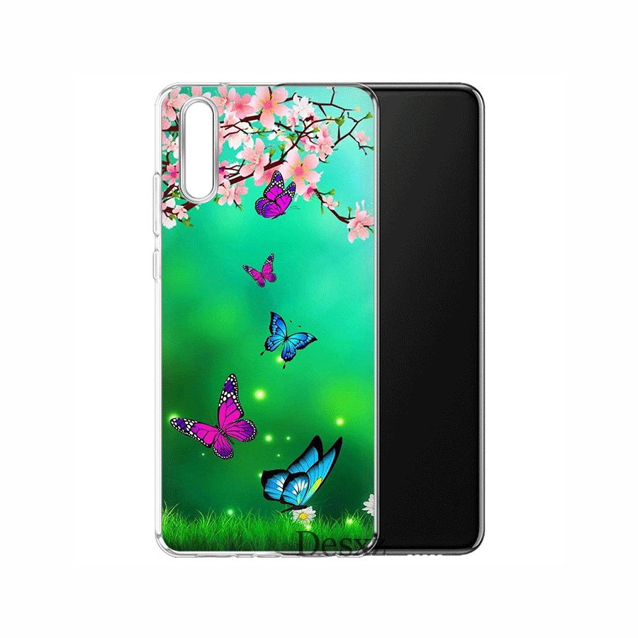 1 Чехол для мобильного телефона TPU для huawei P30 P20 P10 P8 P9 Lite Pro P Smart Z Plus крышка Бабочка белые розы цветок - Цвет: 1