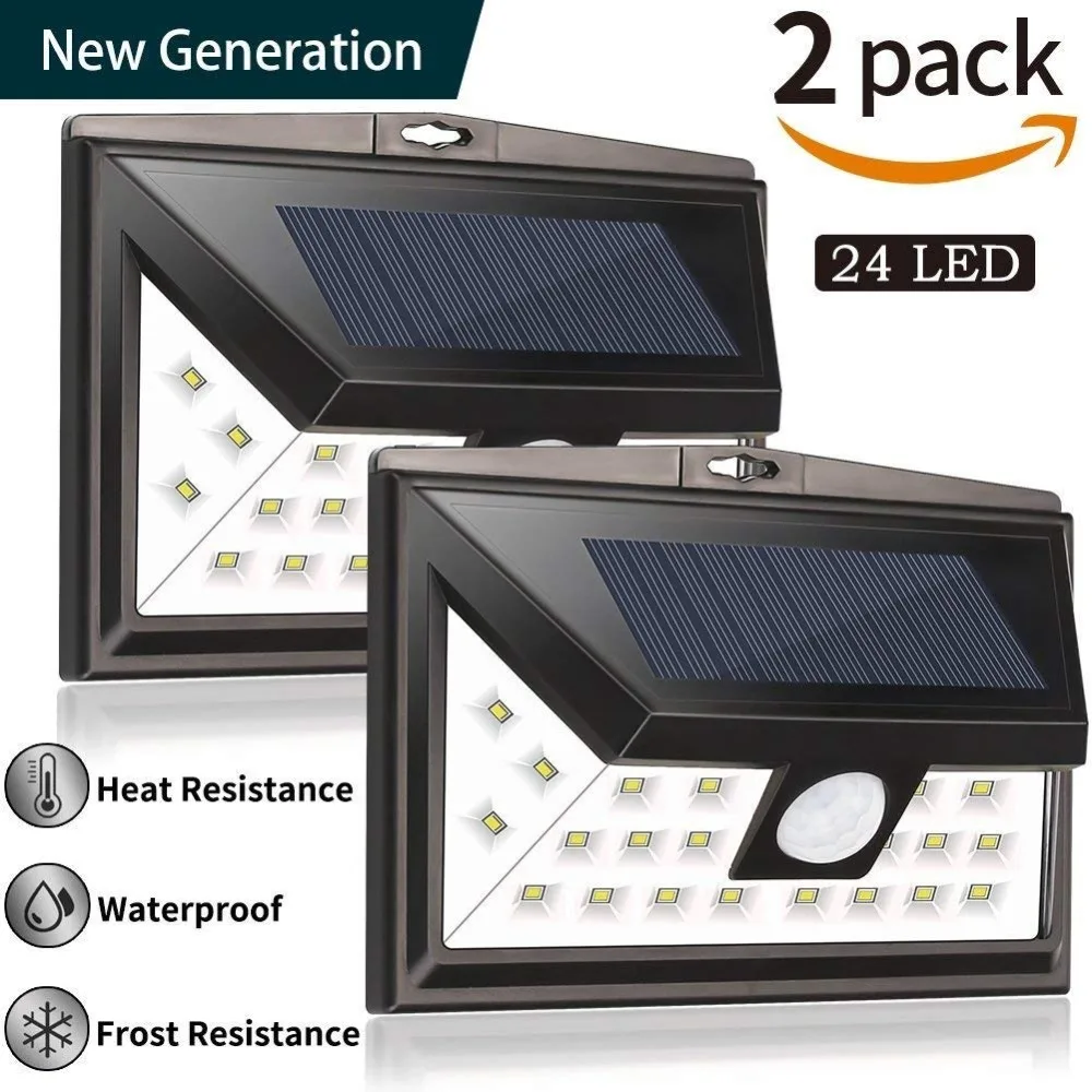 24 LED Solar Outdoor Lighting Night Lampion Super Bright Security Motion Sensor Wall Lamp Waterproof IP65 Yard Light | Лампы и