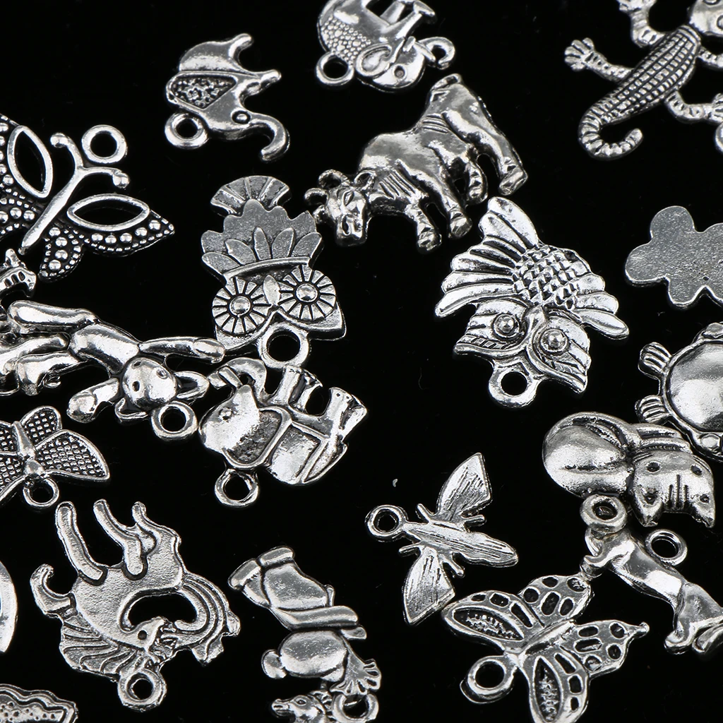 100 Piece Wholesale Bulk Antique silver color Pendant DIY Craft Making Finding Beads Assorted Shape Jewelry Pendant Craft