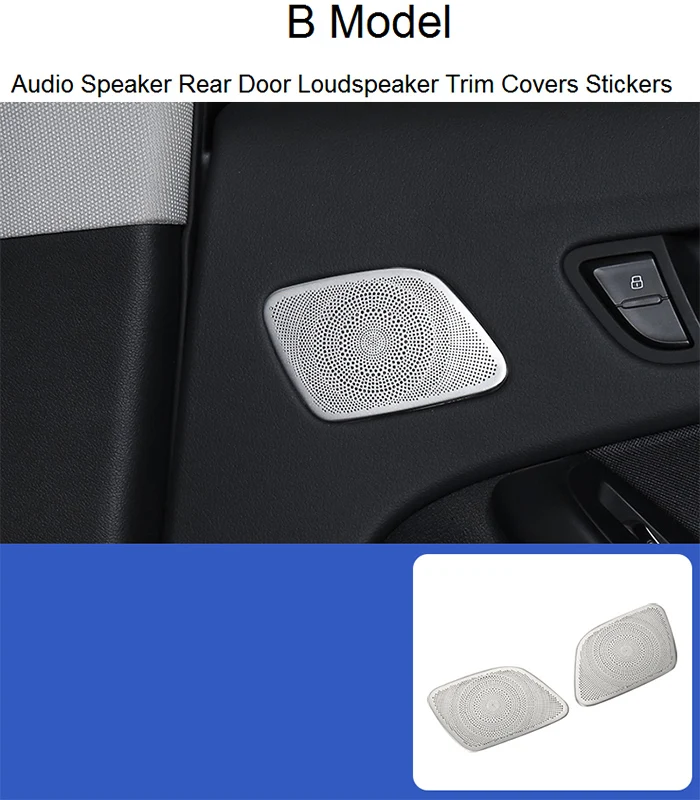 Car styling Audio Speaker Rear Door Loudspeaker Trim Covers Stickers For Audi A4 B8 stainless steel Interior auto Accessories - Название цвета: B Model Silver