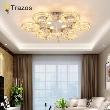 

Modern k9 crystal ceiling lights Three-colour Plafonnier LED lustre ceiling lamp for living room bedroom restaurant hotel bar