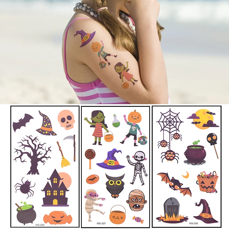 

6/12pcs Halloween Cartoon Temporary Tattoo Sticker Monster Pattern Waterproof Sticker for Halloween Party Kids Favor Decoration