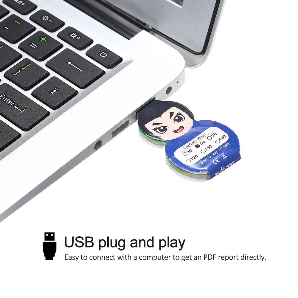 Одноразовый USB Регистратор данных температуры 60 дней холодной цепи PDF термометр рекордер-30 до 70 градусов Цельсия для биологической