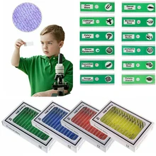 

48 pieces/set Kids Plastic Prepared Microscope Slides Of Animals Insects Plants Flowers Sample Specimens For Stereo Microscopes