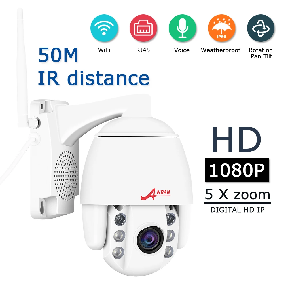 

ANRAN 1080P HD PTZ Network Camera Wifi Home Video Surveillance CCTV Camera 2MP 2.8-12mm zoom Wireless Camera IP Support Onvif