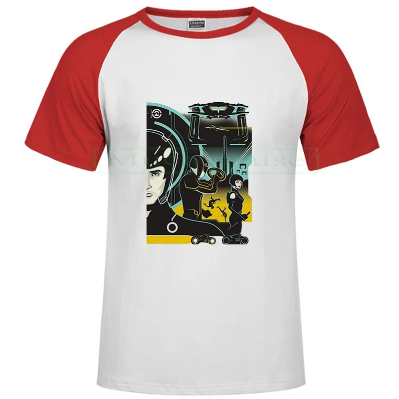 Raglan red 197 Летняя мужская футболка со смайликом, футболка с графическим рисунком, короткий рукав, белая Мандалорская Мужская забавная уличная футболка - Цвет: Raglan red 197