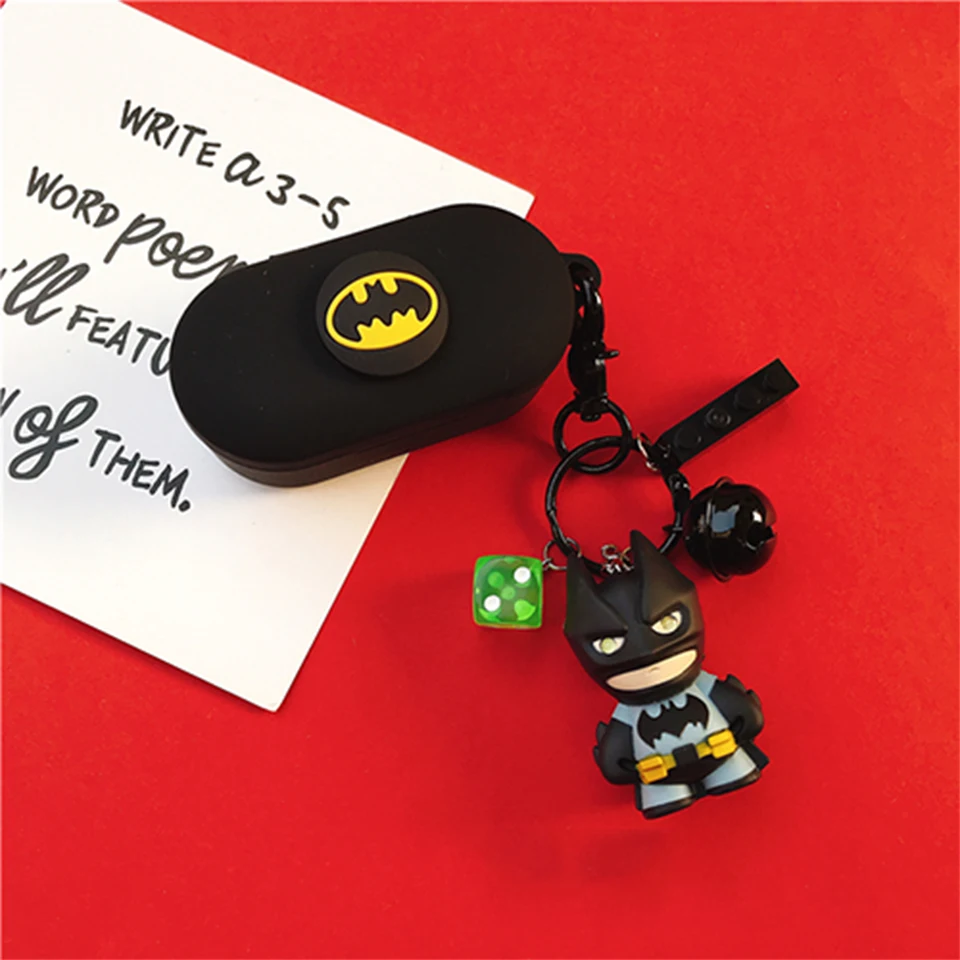 Cool Cute Cartoon 3D Soft Silicone Case for QCY T1S Wireless Bluetooth Earphone Protect Cover Hook Lanyard Decor Doll for QCY T5