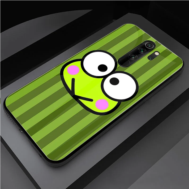 Cute green frog Keroppi DIY Tempered Glass Phone Case for Redmi 7A 8 9 NOTE 9 8 7 6 Pro Luxury printed cover shell case for xiaomi