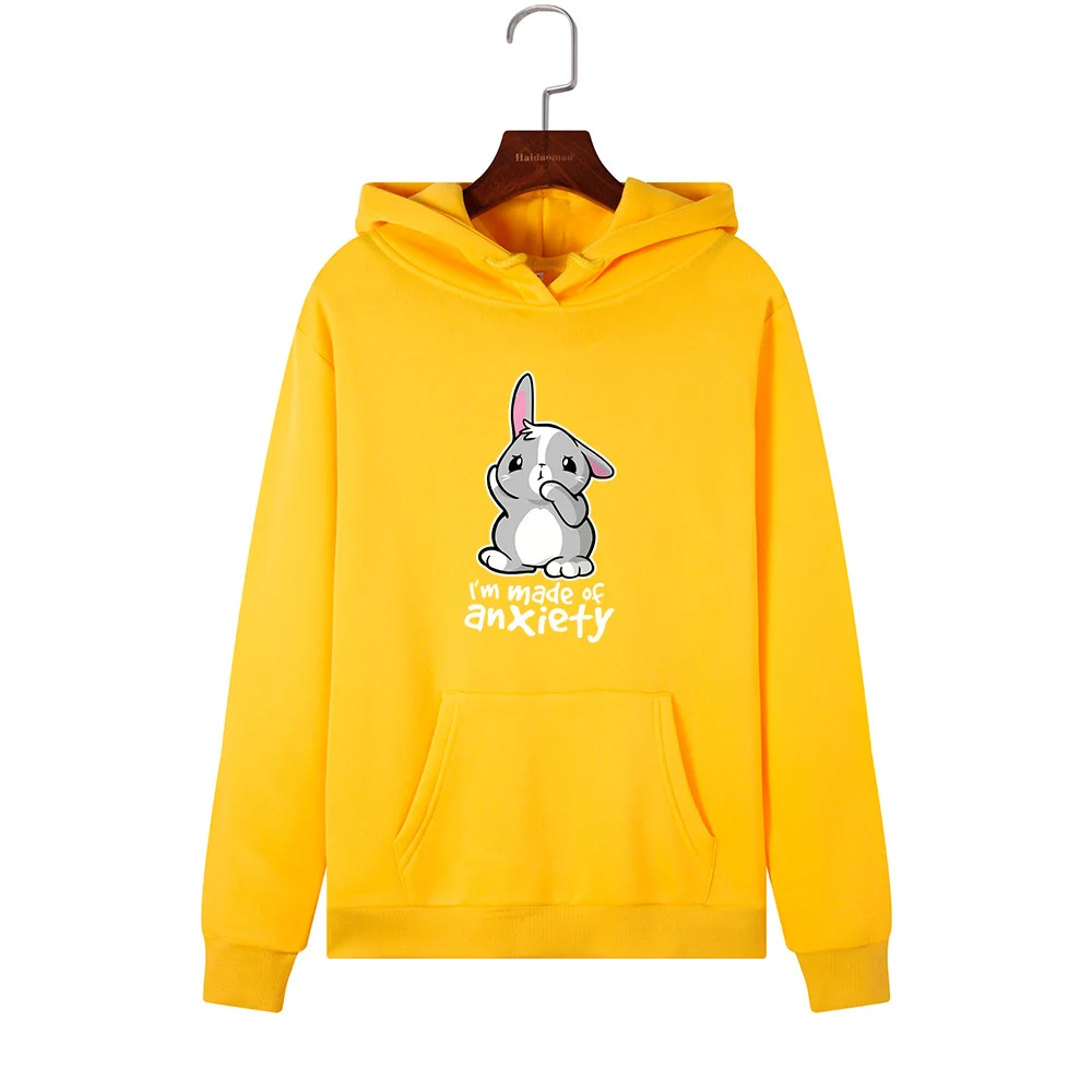  Women Hoodies Sweatshirts Hooded Sweatshirt Cute Animal Bunny Print Autumn Winter Pullover Female H