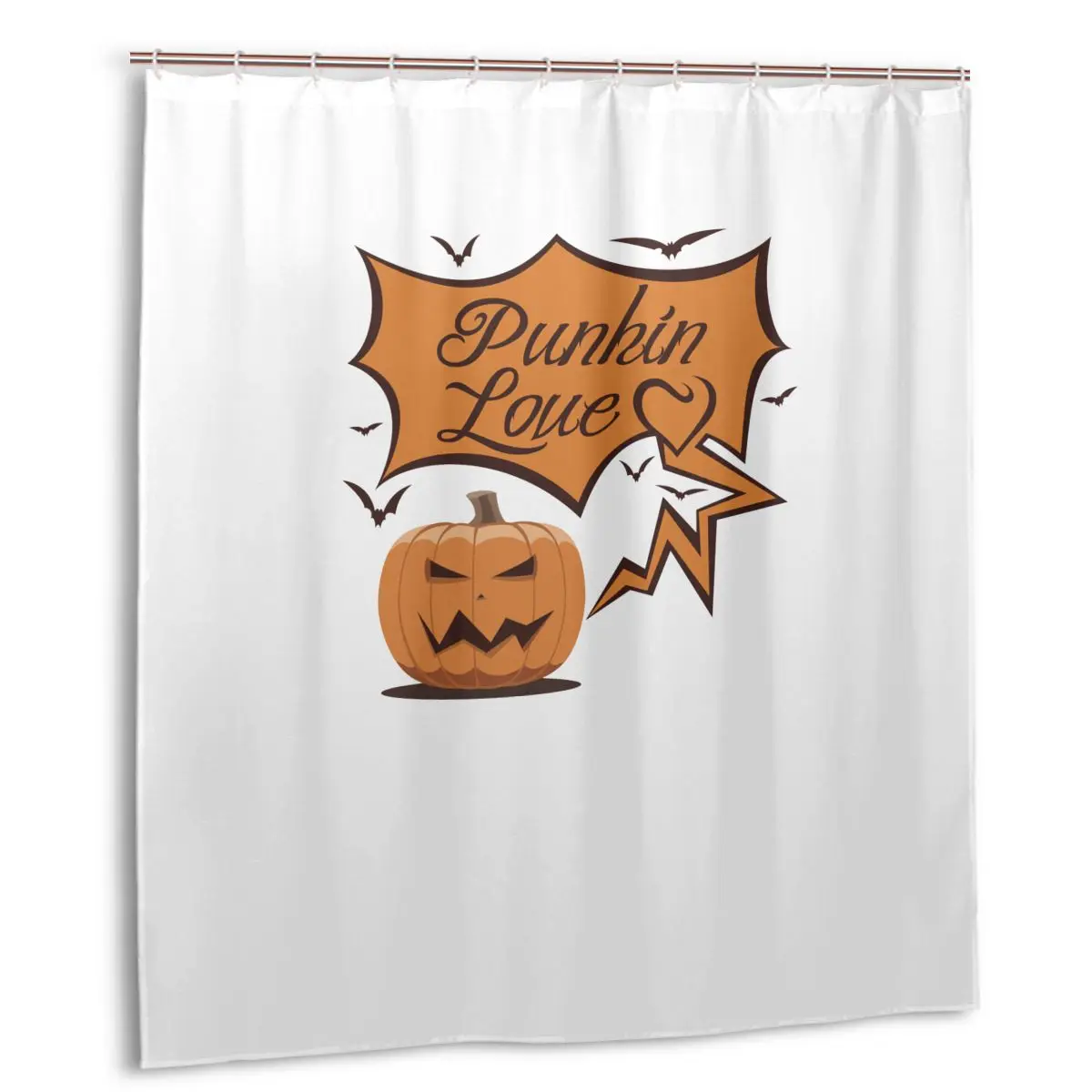 

CHARM HOME Punkin Love Plastic Shower Curtain 66x72 In Customized Bathroom Decorative Waterproof Polyester