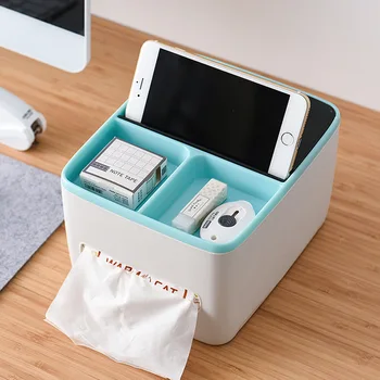 

Creative Home Storage Box Bathroom Tissue Dispenser With Phone Rack Kid Snack Container Cosmetics Storage Tank Jewelry Organizer