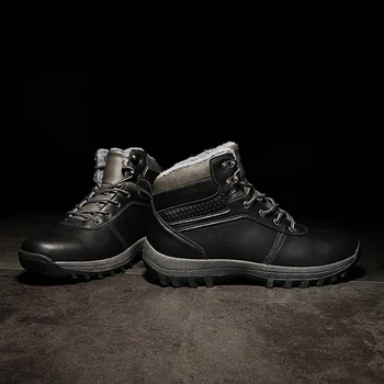 

Winter Warm Men Boots Leather Fur Plus Men Snow Boots Handmade Waterproof Outdoor Working Ankle Boots High Top Men Shoes 2020