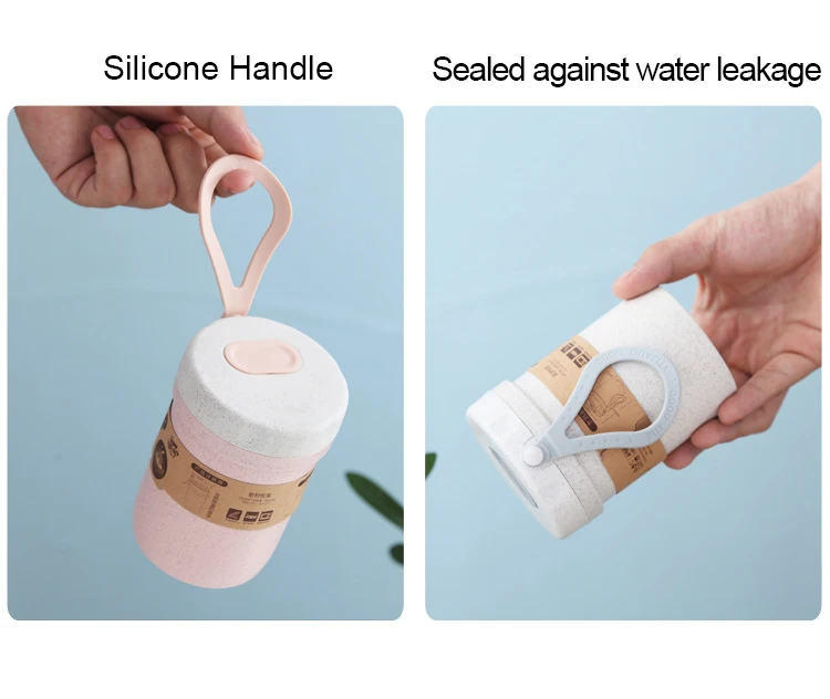 300ml Healthy Material Wheat Straw Sealed Soup Cup With Lid Water Brea_A3_4