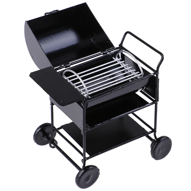 

Mini Black Bbq Car Set 1:12 Doll House Accessories Delicate Simulation Decorations Doll House Scene Bbq Set