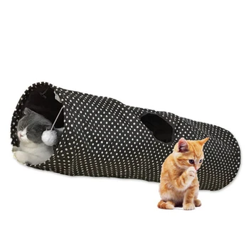 

Cat Canvas Tunnel With Hanging Ball Indoor Outdoor Kitty Toys For Puzzle Exercising Hiding Training New