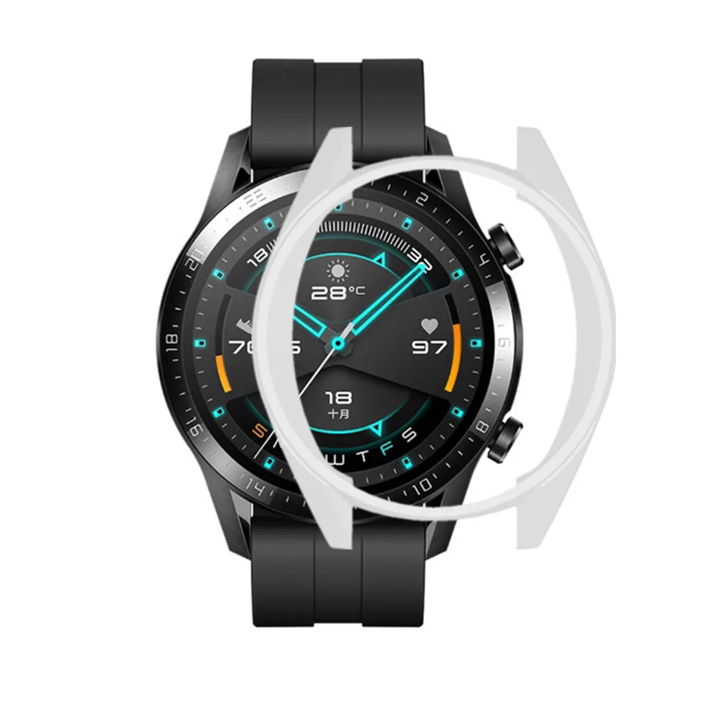 White ТПУ чехол для huawei Watch GT2 46 мм протектор для часов чехол Замена Защитный чехол оболочка Спорт Смарт Wacth Мягкий Бампер 19Nov - Цвет: White