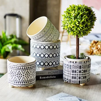 

GEOMETRIC PATTERN CEMENT FLOWERPOT CERAMIC PLANTER POT PLANTERS FOR SUCCULENTS PLANTS NORDIC POT PLANT POT MODERN HOME DECOR