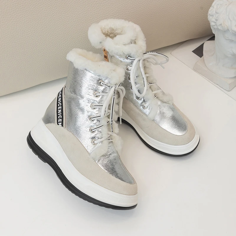 Size34-43 сапоги из натуральной кожи; женские зимние теплые шерстяные кроссовки на меху; зимние сапоги на платформе; женские ботильоны; женская повседневная обувь