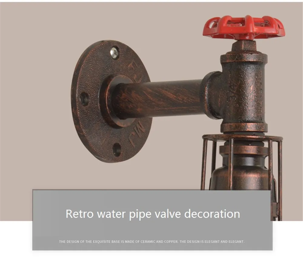 Industrial Water Pipe Light Vintage LED Wall Lamp Loft Edison Sconce Wall Lights Rust Iron Home Decor Lighting Retro Luminaire (20)