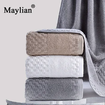 

Pure Cotton 70 * 140 Square Big Bath Towel Thickening Adult Plain Towel Thick Solid SPA Bathroom Hotel Beach Playa T3
