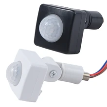 Sensor de movimiento infrarrojo PIR automático, 12MM, CA 85-265V, de seguridad, Detector, luz LED de pared para exteriores, 180 grados
