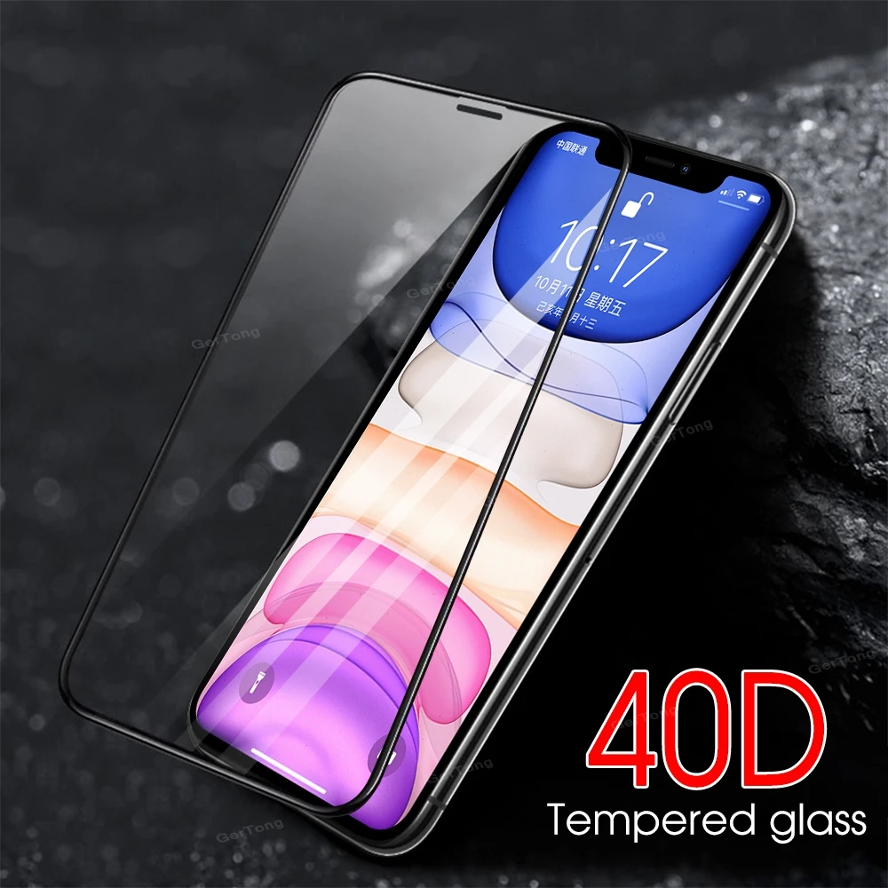  40D Volle Abdeckung Gehärtetem Glas Für iPhone 11 Pro Max 10 X XR XS Max Gehärtetem Glas Für iPhone