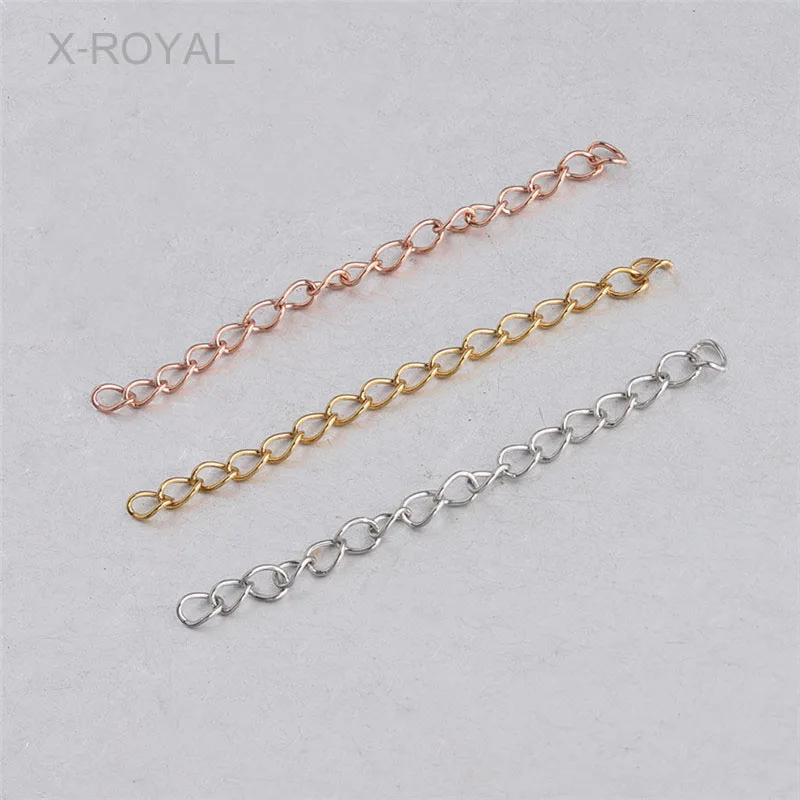 

X-ROYAL 10Pcs/lot 5cm Length 0.5mm Width Stainless Steel Extender Chains Bulk Bracelets Necklace Anklet Tail chains DIY Findings