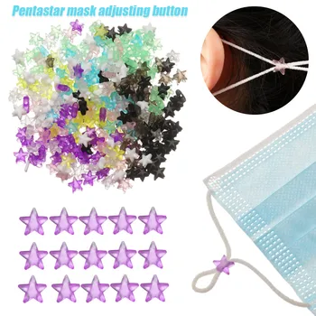 

50PCS Pentagram Cord Locks Five-Pointed Star Silicone Anti Slip Stopper Adjusting Button of Mask PVC Soft Rubber Rope Sewing