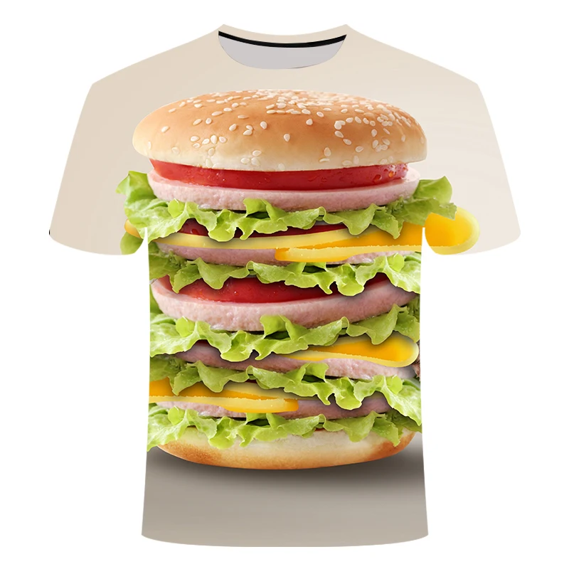 Футболка, футболка с изображением картофеля-фри, хип-хоп, Красная футболка с 3d принтом, крутая Мужская одежда, новинка, Летние повседневные топы