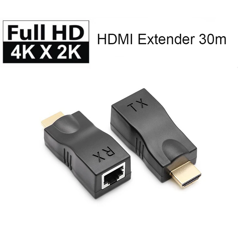 Черный 50 пар 30 м 4 к HDMI удлинитель передатчик TX/RX HDMI V1.4 HD 1080P по Cat5e CAT6 RJ45 Ethernet кабель для ТВ проектора DVD горячая распродажа - Цвет: Черный