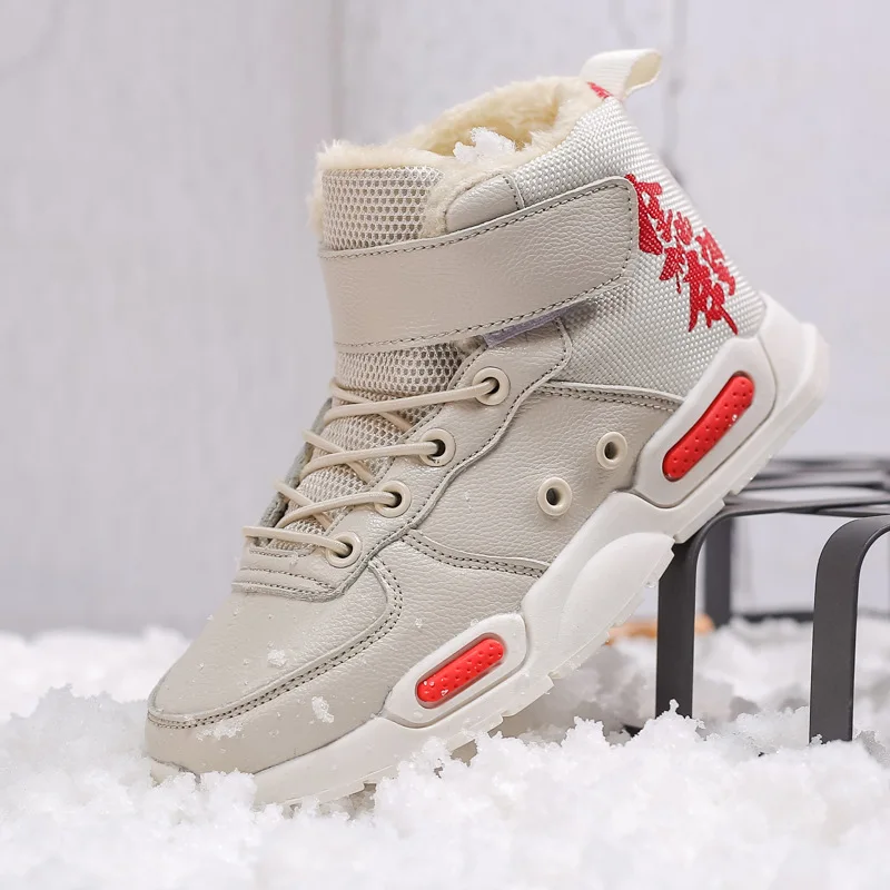 

Children Cotton Boots plus Thick Wool BOY'S Cotton-padded Shoes Anti-slip Warm Mid-top Snow Boots Outdoor Skateboard Shoes