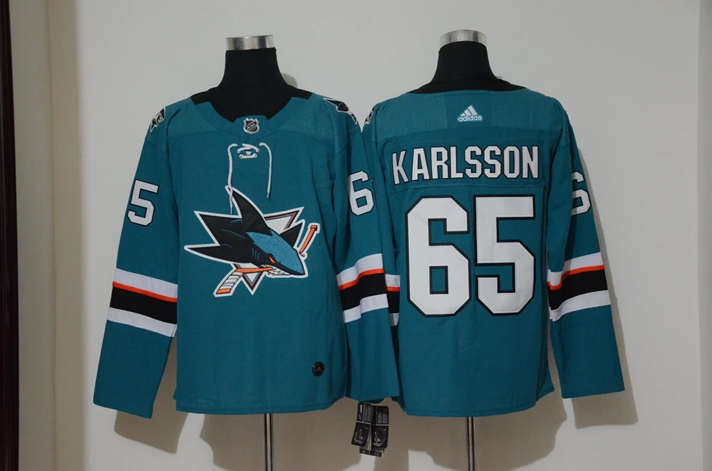 Сшитые мужские футболки для взрослых#88 Brent Burns 8 Joe Pavelski 35 Logan кутюр 65 Erik Karlsson - Цвет: Зеленый