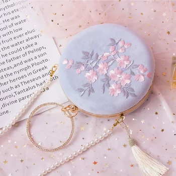 

Women Embroidery Evening Bags Ancient Style Fairy Han Suit Bags Round Mouth Gold Shoulder Bags Female Dinner Bags Clutch Purse