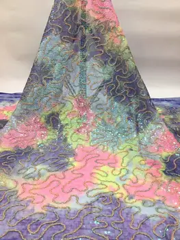 

5Yard New French Sequined Lace Fabric Border Embroidery Flower Wedding Dress DIY Sewing Accessories