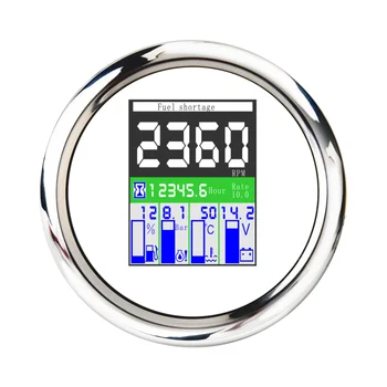 

85mm Multi-functional 5 in 1 Digital Tachometer Gauge TFT Screen Fuel Level Water Temp Meter With Alarm Oil Pressure Gauge