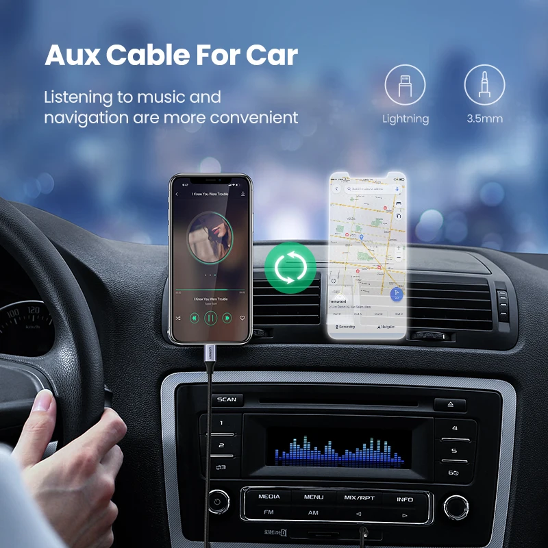UGREEN MFi Lightning to 3 5mm Aux Cable for iPhone 11 Pro Max 8 7 X 3 5mm Jack Male Cable Car Converter Headphone Audio Adapter